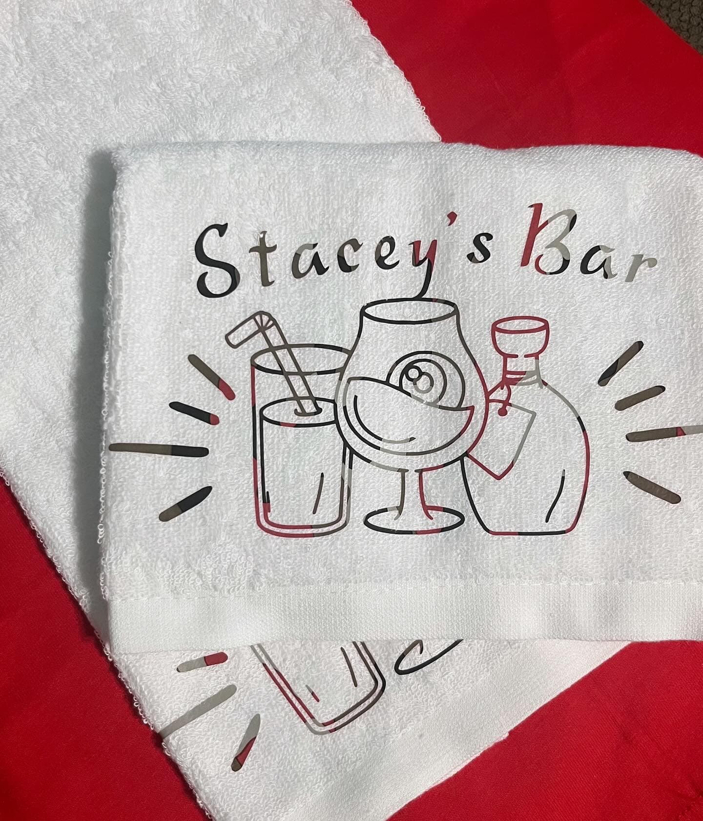 Stacey's Bar printed towel